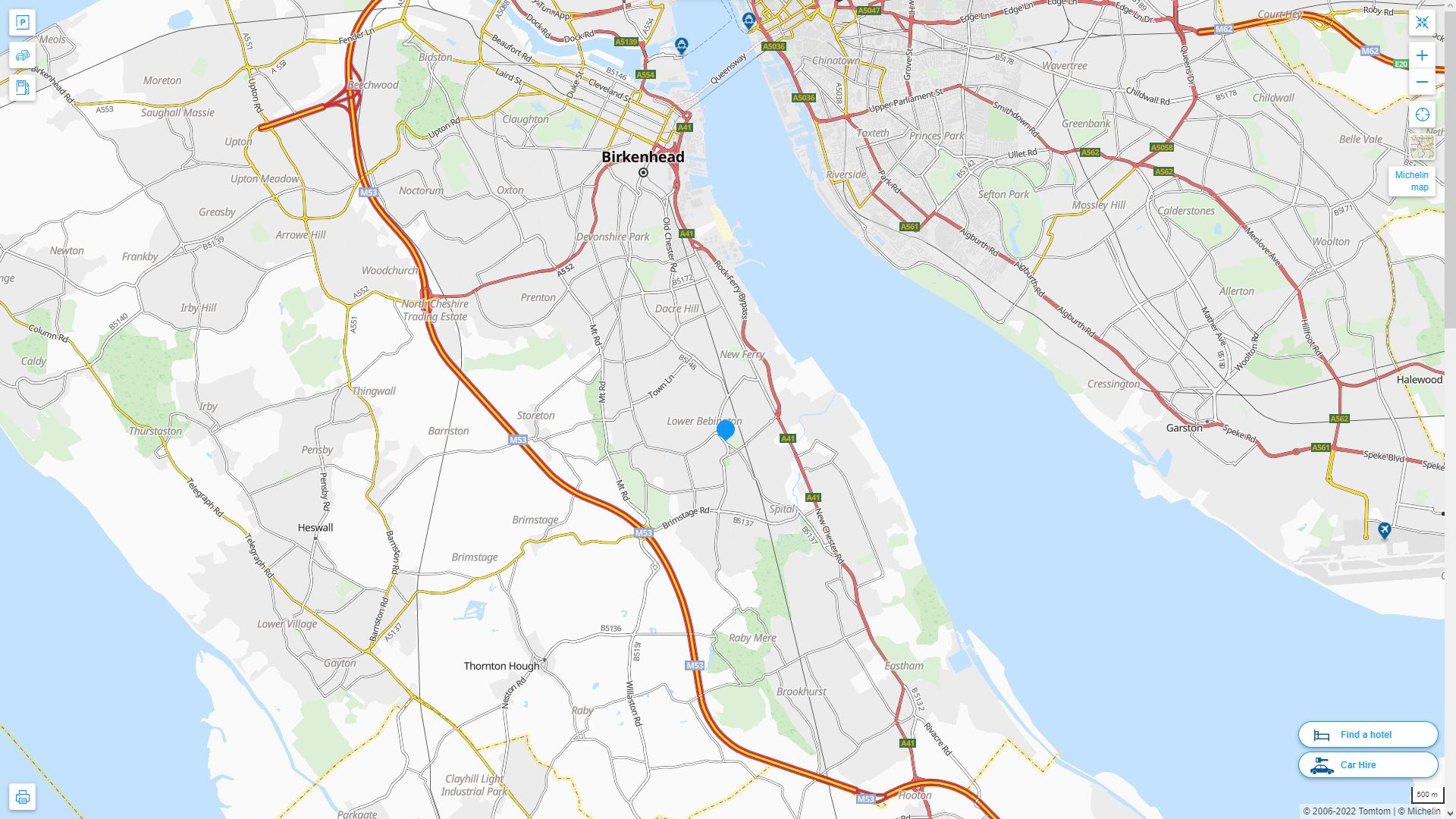 Bebington Royaume Uni Autoroute et carte routiere